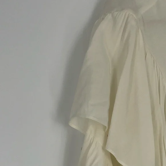 ZARA Women's Cream Sheer Ruffled Tie Neck Long Sleeve Blouse Top Size USA XS - Picture 9 of 10